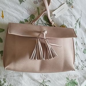 Anthropology pink leather clutch